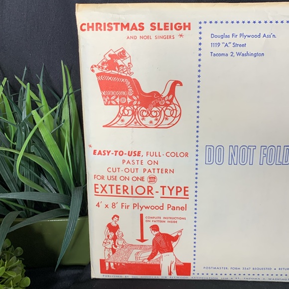 Vintage 1957 Douglas Fir Plywood association CHRISTMAS SLEIGH AND NOEL SINGERS - Picture 3 of 12
